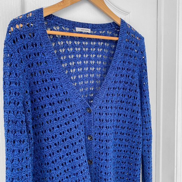 DKNY - Blue Lightweight Knit Cardigan Sweater - Picture 5 of 8